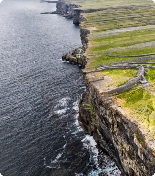 Coastline and fields from above